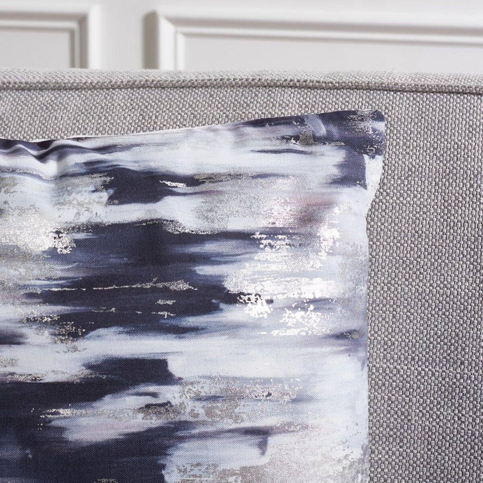 Safavieh Andrine Pillow Silver/Navy 18" X 18"