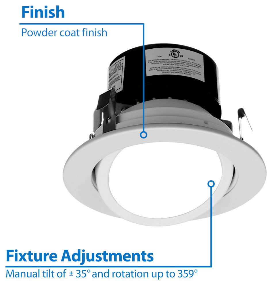 NICOR DLG4-10-120-3K-WH 4" LED Gimbal Downlight Retrofit Kit, 3000K