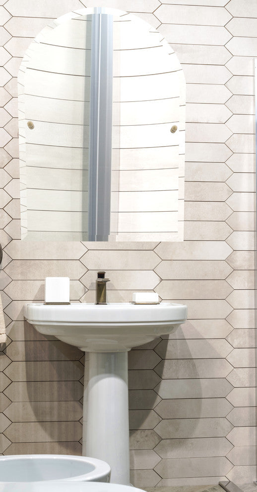 Frameless Arched Top Tilt Mirror with Beveled Edge, Satin Brass