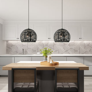 Livex Lighting Chantilly 3 Light Black, Brushed Nickel Accents Medium Pendant