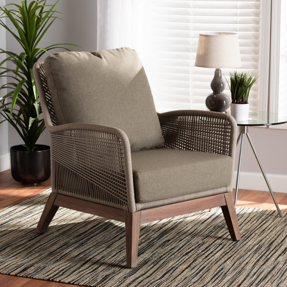 Ronnell Gray Woven Rope Mahogany Accent Chair