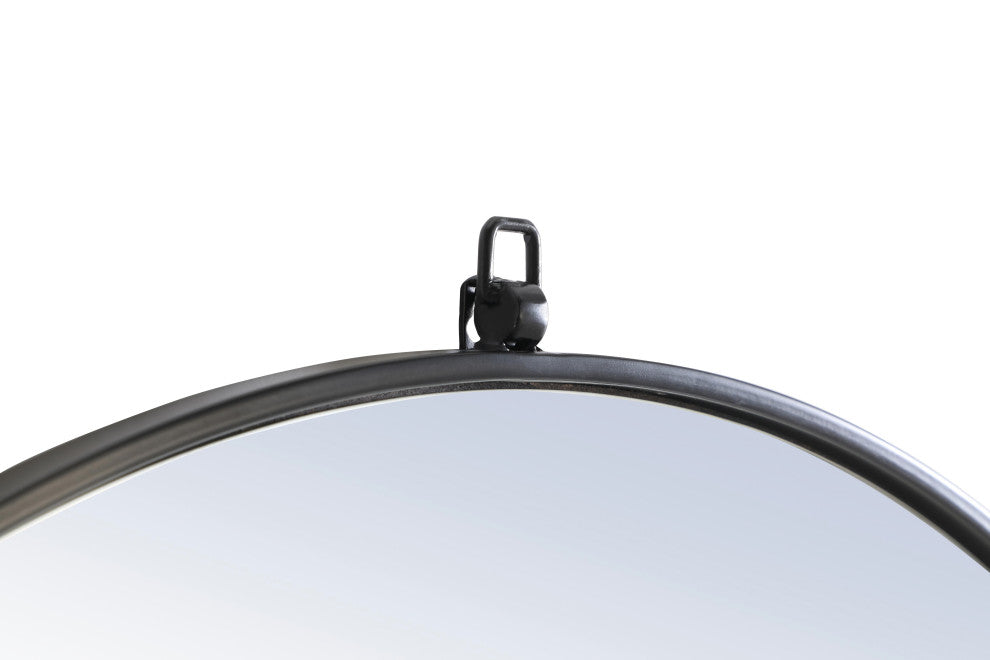Home Living Metal Frame Round Mirror With Decorative Hook, 36", Black