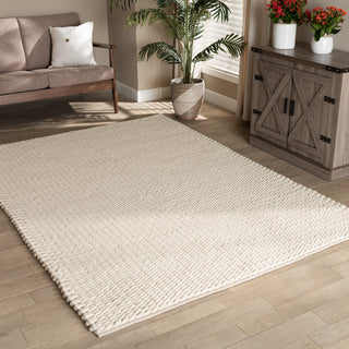 Alvero Modern Ivory Handwoven Wool Blend Area Rug