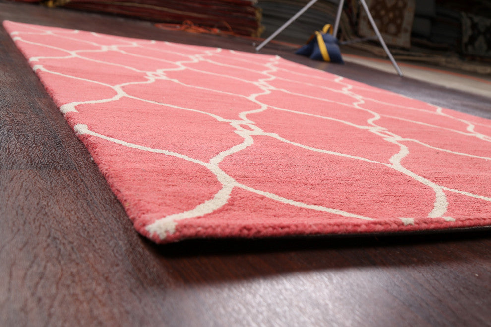 Trellis Geometric Contemporary Oriental Wool Area Rug Hand-tufted 5x8