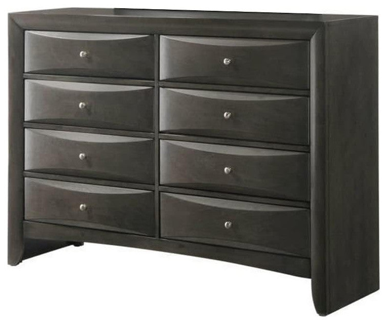 Dresser with Beveled Front 8 Storage Drawers, Gray