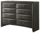Dresser with Beveled Front 8 Storage Drawers, Gray