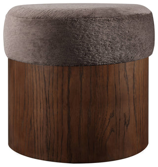 Nimes Upholstered Ottoman, Brown, Velour Fur, Walnut Finish