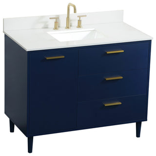 Home Living 42" Bathroom Vanity, Blue With Backsplash