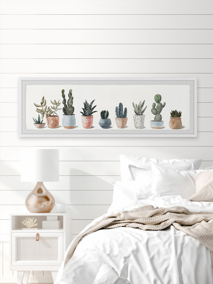 "Succulent Plant Collection" Framed Painting Print, 45x15