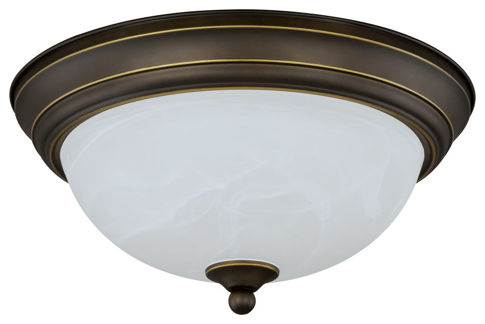 Stevens 15-in W LED Vintage Bronze Flush Mount Ceiling Light Fixture White Glass