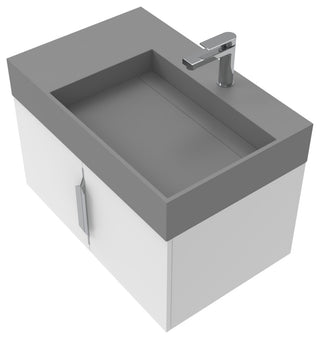 CastelloUSA Amazon 30" Right Wall Mounted Bathroom Vanity Set, White, Gray Top, Brushed Nickel