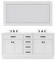 Hartford 72" Double Sink Marble Countertop Bath Vanity, White, Vanity With Large