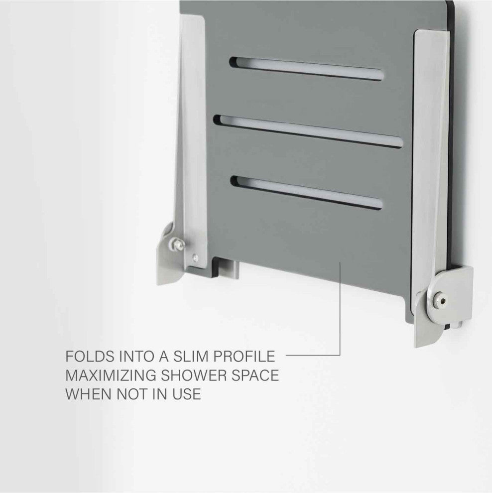 Seachrome SlimLine Folding Wall Mount Shower Seat, Gray Seat With Silver Frame
