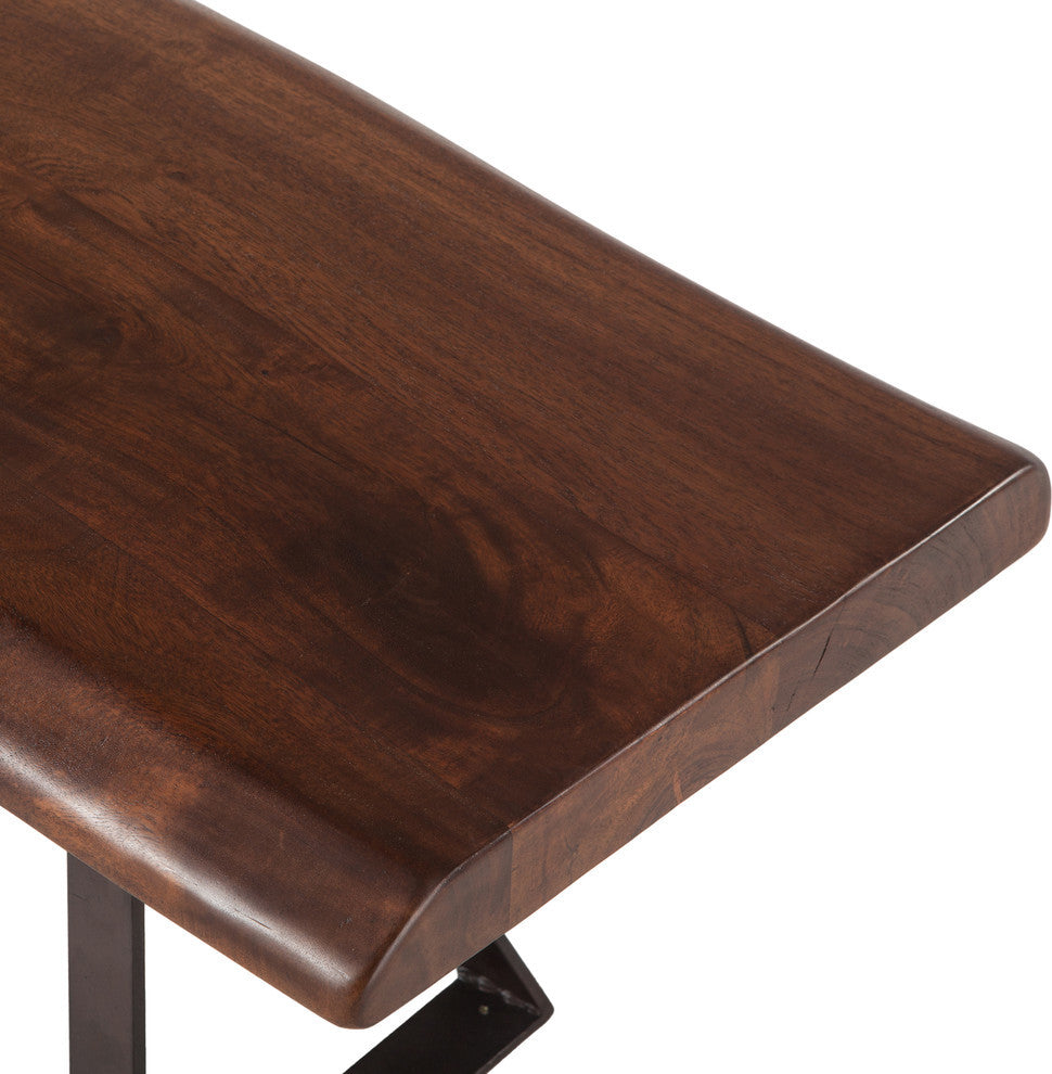 Nottingham 90-Inch Acacia Wood Live Edge Dining Bench in Walnut Finish
