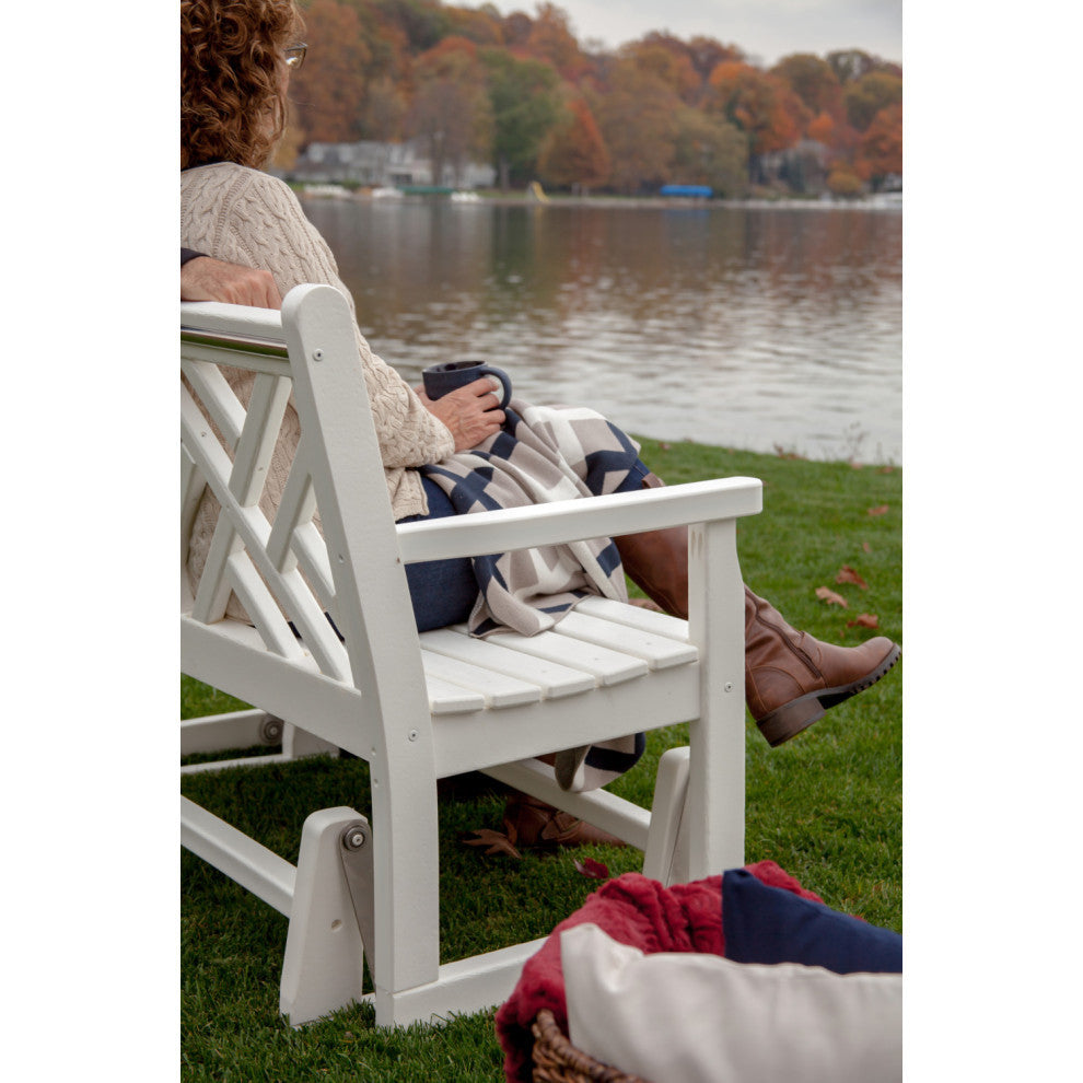 Polywood Chippendale Glider, White
