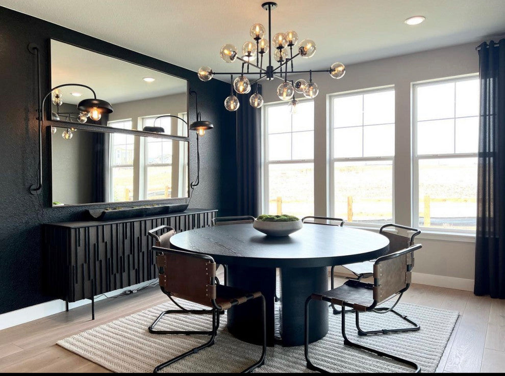 Lugano Dining Table, 71", Transitional, Round, Ebony Oak