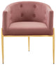 Tufted Accent Chair, Set of 2, Velvet, Metal, Pink, Modern, Lounge Hospitality