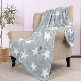 Star Flannel Travel Throw, Silver, 50" X 70"