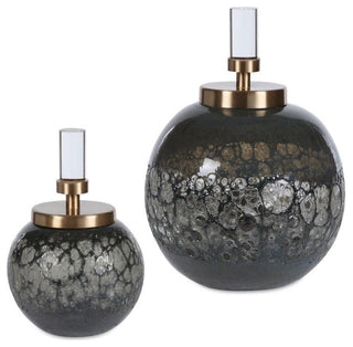 Uttermost 17729 Cessair 7"W Crystal and Glass Bottles - Set of 2 - Blue-Gray /