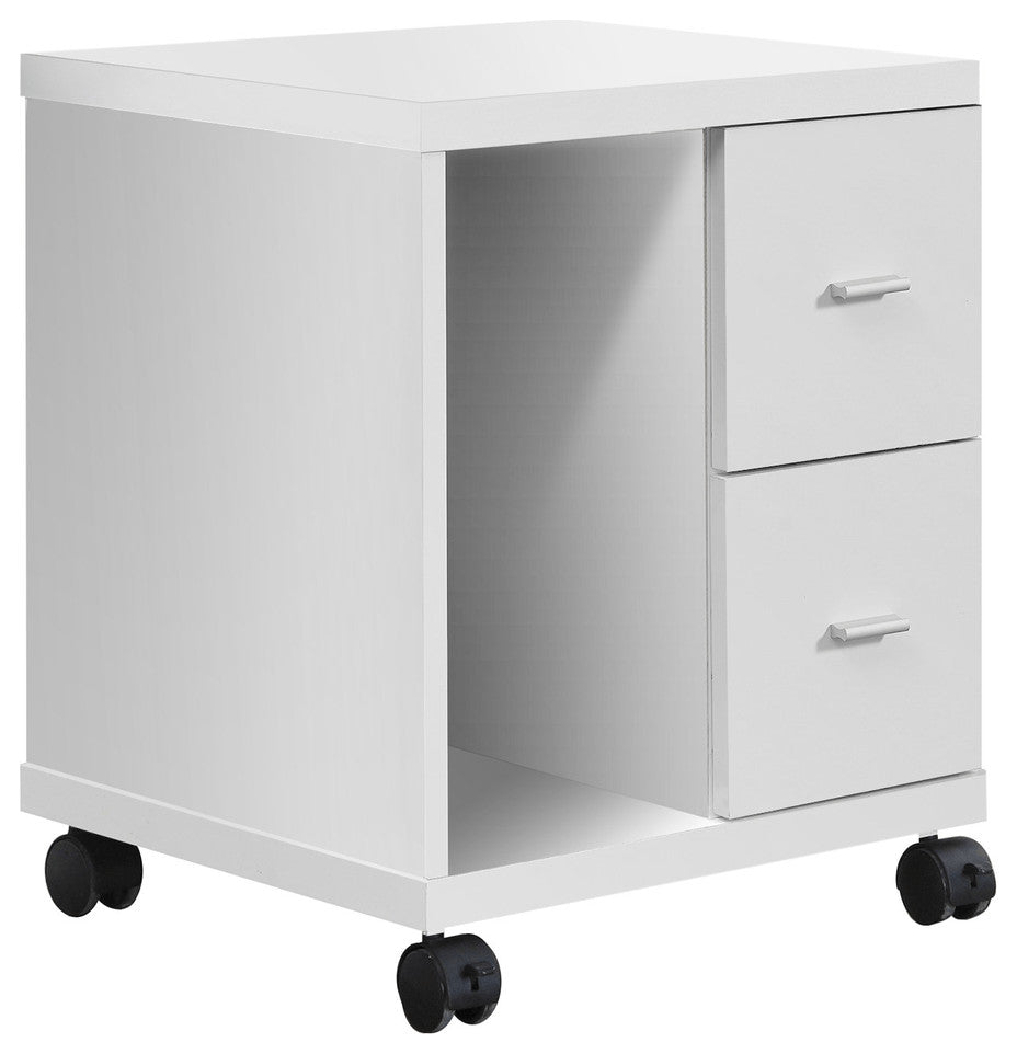 17.75" X 17.75" X 23" White Particle Board Hollow Core 2 Drawers  Office Cabinet