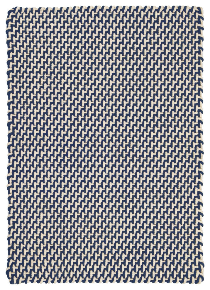 Dash & Albert Two-Tone Rope Navy/Ivory Indoor/Outdoor Rug, Blue, 8' x 10'