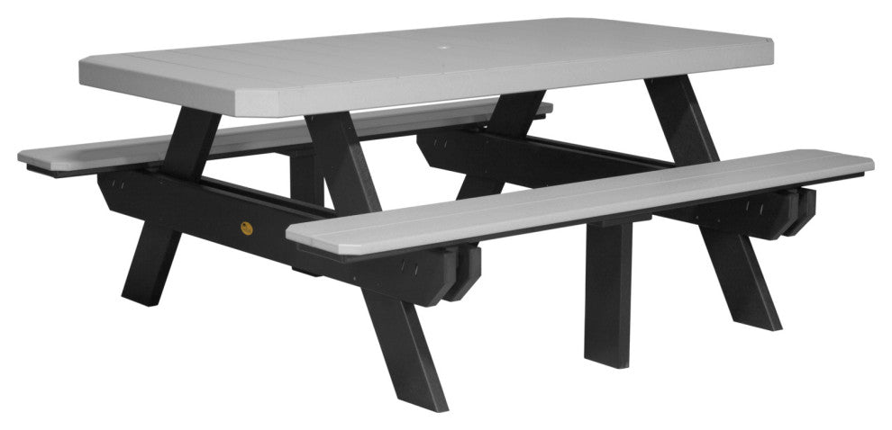 Poly 6' Rectangle Picnic Table, Dove Gray & Black