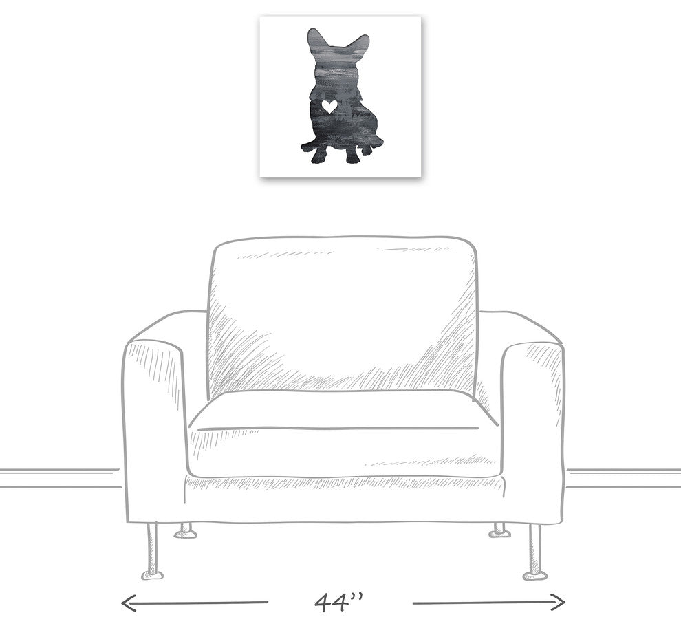 Designs Direct Creative Group Ink Silhouette Corgi 16x16 Canvas Wall Art