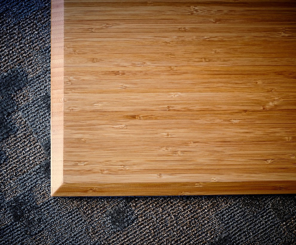 Rustin Bamboo Tri-Fold Chair Mat, Natural, With Lip, 47"x51"