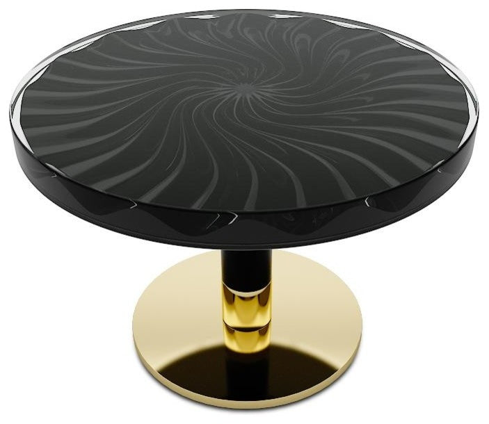 Spiral Wavy Round Coffee Table, Light Brown, 23.6"? (60cm)