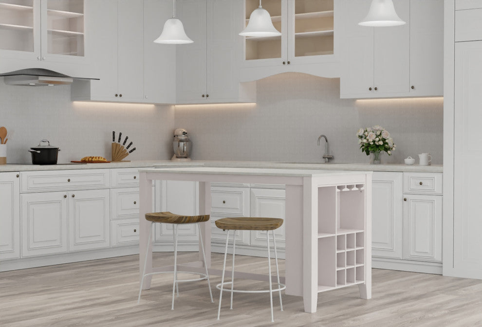 Diya Countoured Counter Stool Set of two, Natural and White