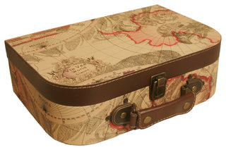 Large Map Faux Leather Suitcase