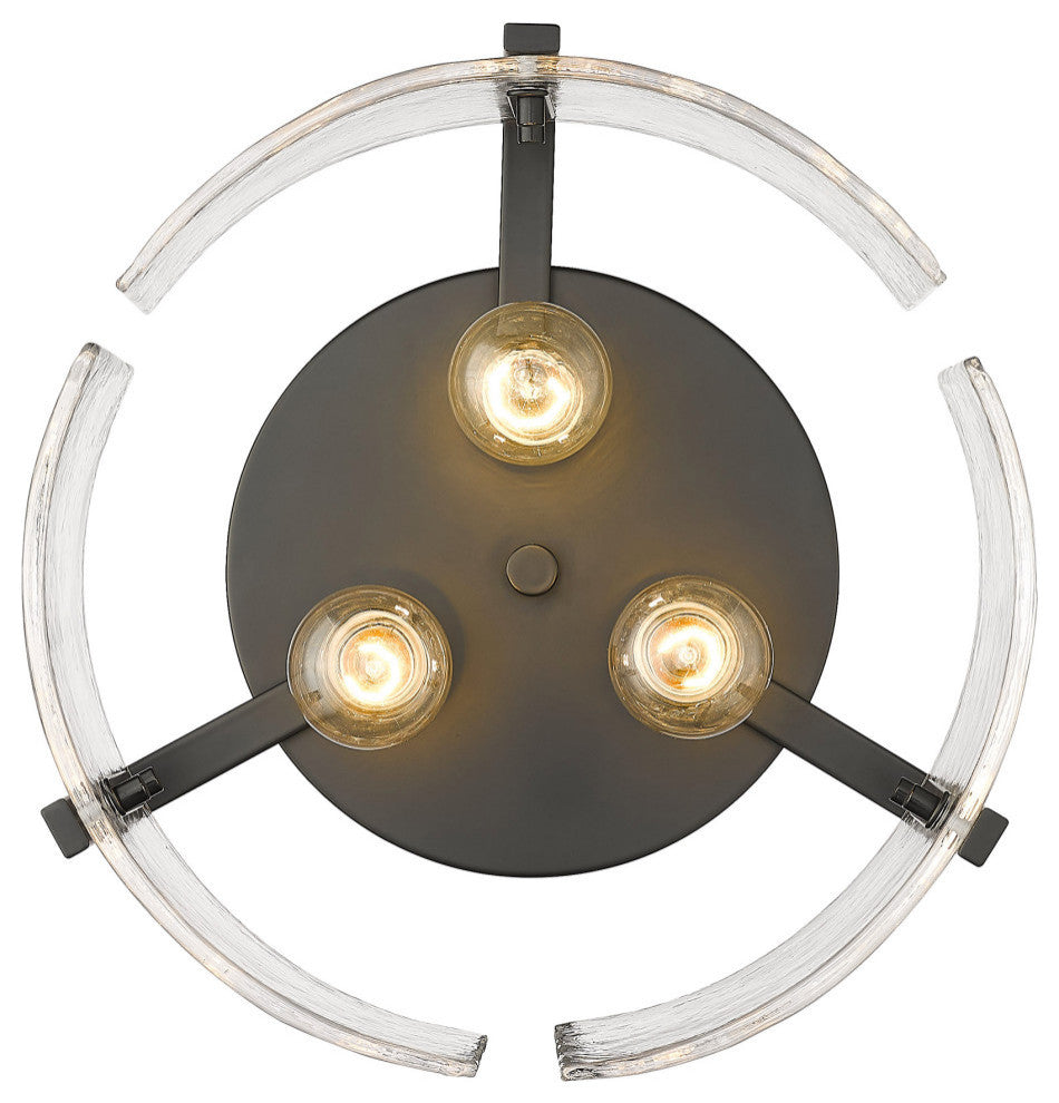 Aenon Flush Mount With Hammered Water Glass Shade