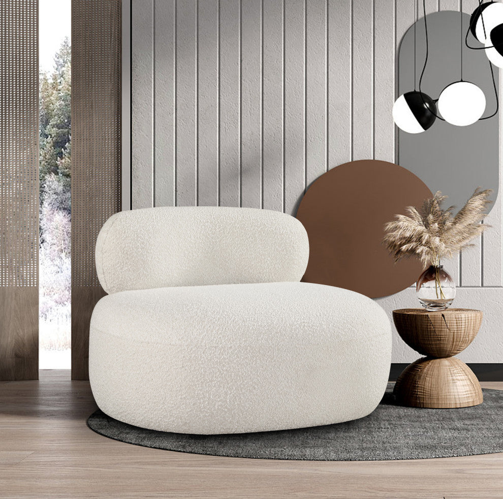 Venti Black Boucle Fabric Upholstered Set, Cream, Chair