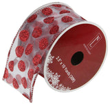Silver&Red Polka Dots Wired Christmas Craft Ribbon