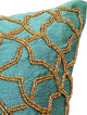 Blue Decorative Throw Pillow Covers 24"x24" Silk Cushion Covers - Teal Geometry