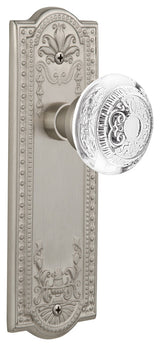 Meadows Plate Single Dummy Crystal Egg and Dart Knob, Satin Nickel, MEACED