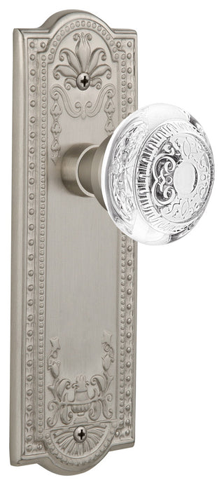 Meadows Plate Single Dummy Crystal Egg and Dart Knob, Satin Nickel, MEACED