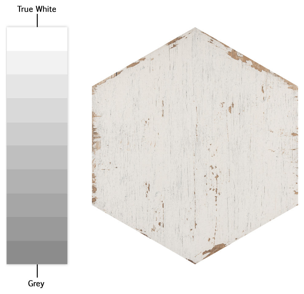 Retro Hex Porcelain Floor and Wall Tile, Blanc
