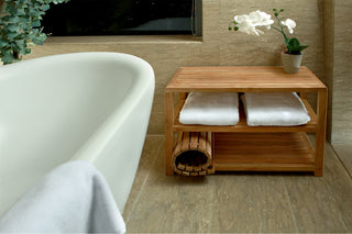 Nordic Style Teak Natural Shower and Bath Indoor/Outdoor Bench, 28" Length