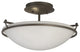 Plain Small Semi-Flush, Dark Smoke Finish, Opal Glass