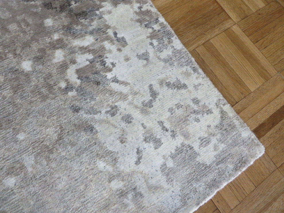 2x3 Handmade Gray Modern Tibetan Oriental Rug With Silk