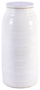 Busan White Flat Lidded Jar Tall