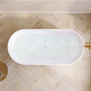Linyi Freestanding Acrylic Soaking Bathtub, White, 59.1"l X 31.5"w