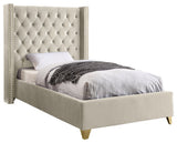 Barolo Velvet Upholstered Bed, Cream, Twin
