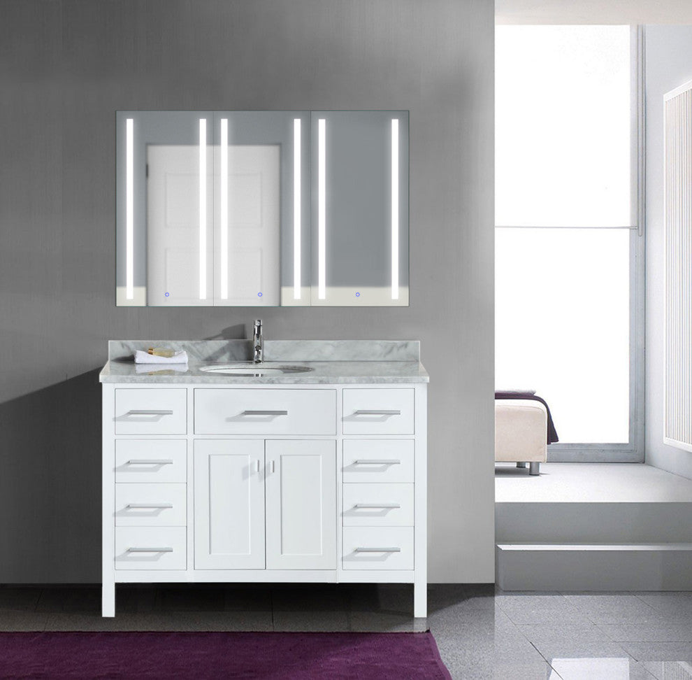 45" x 30" Tri-View  LED Medicine Cabinet With DeFog, Dimmer, LLR