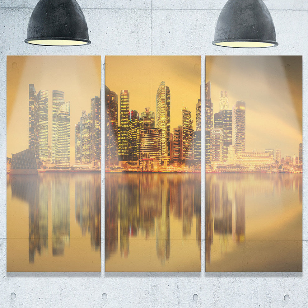"Singapore Marina Bay Skyscrapers" Metal Wall Art, 3 Panels, 36"x28"