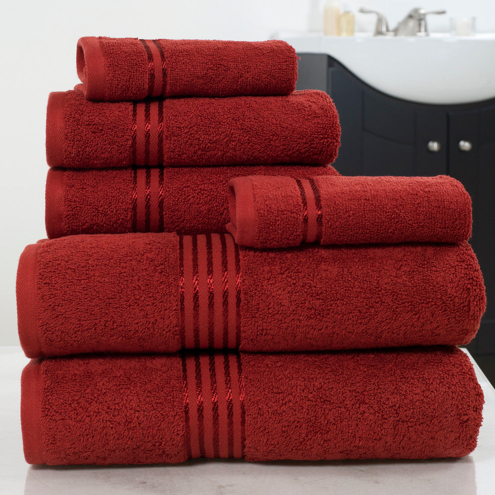 100% Cotton Hotel 6 Piece Towel Set by Lavish Home, Burgundy