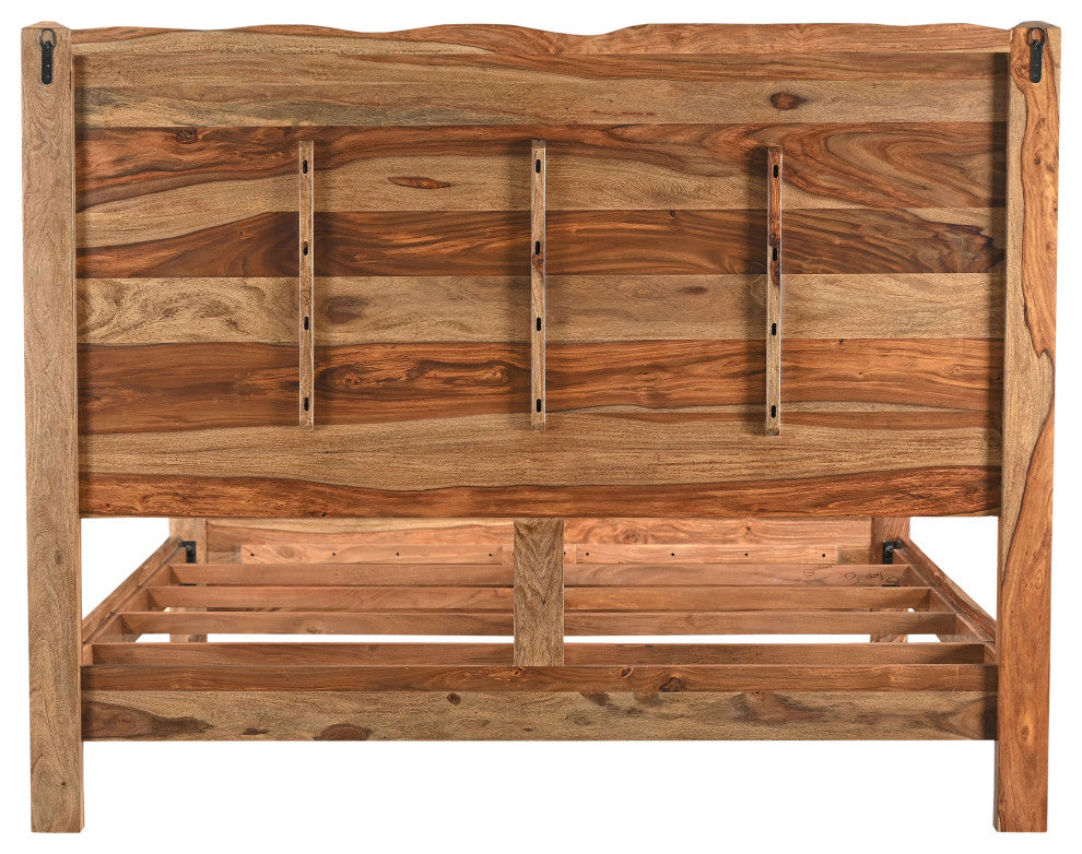 Damian Live Edge Solid Wood Panel Bed, Brown, King