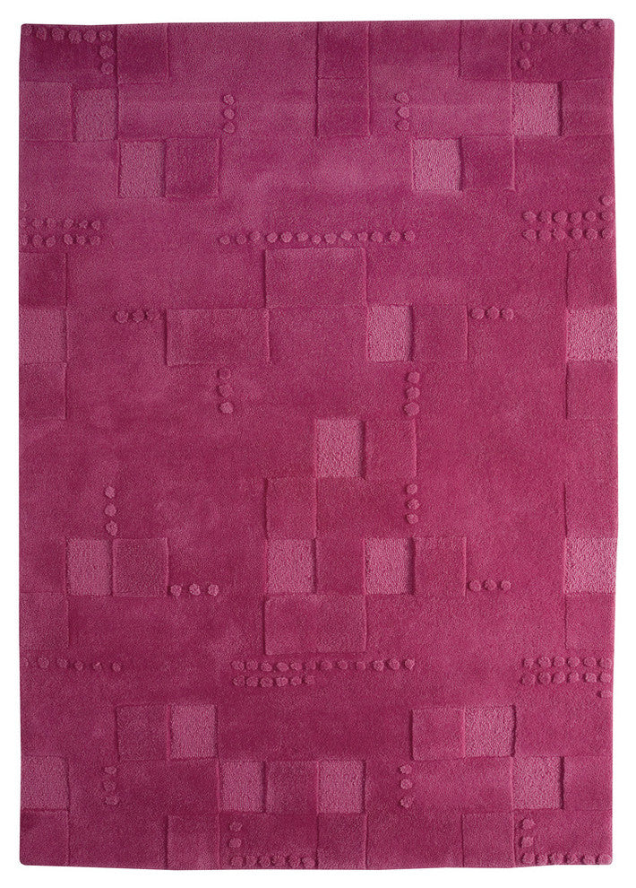 Hand Tufted Fuchsia Wool Area Rug, 5''6"x7''10"