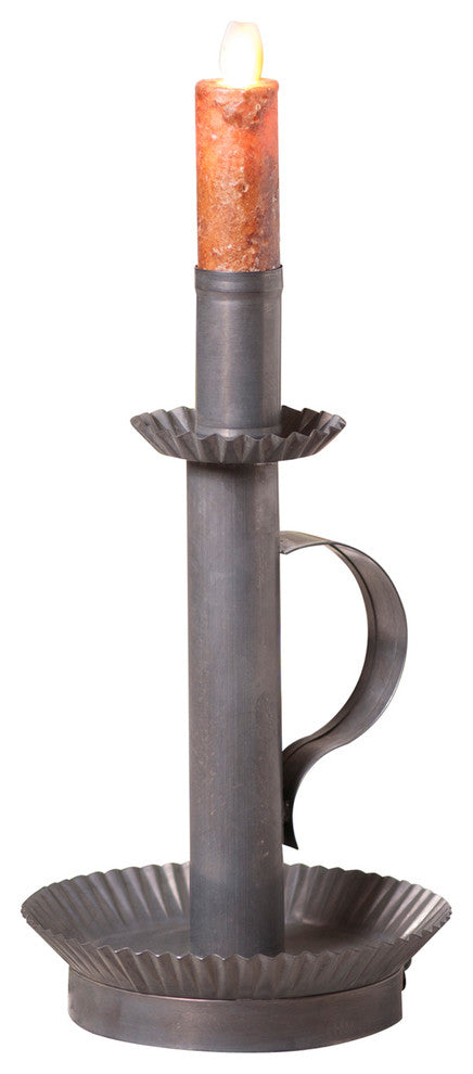 Tall Candlestick in Blackened Tin